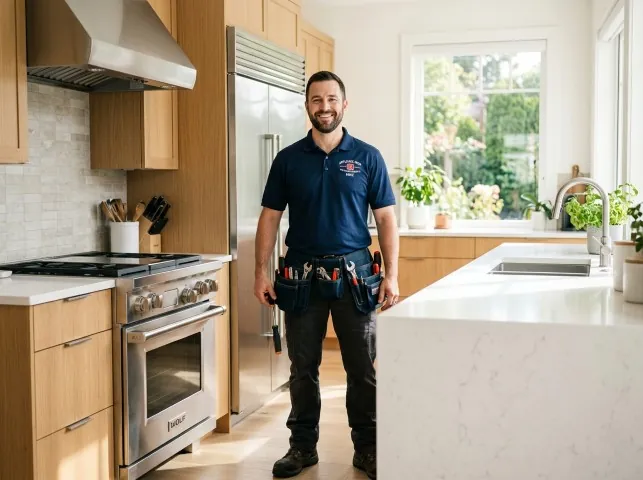 Appliance Repair Hero technician in a Aberdeen, MD kitchen after an appliance repair